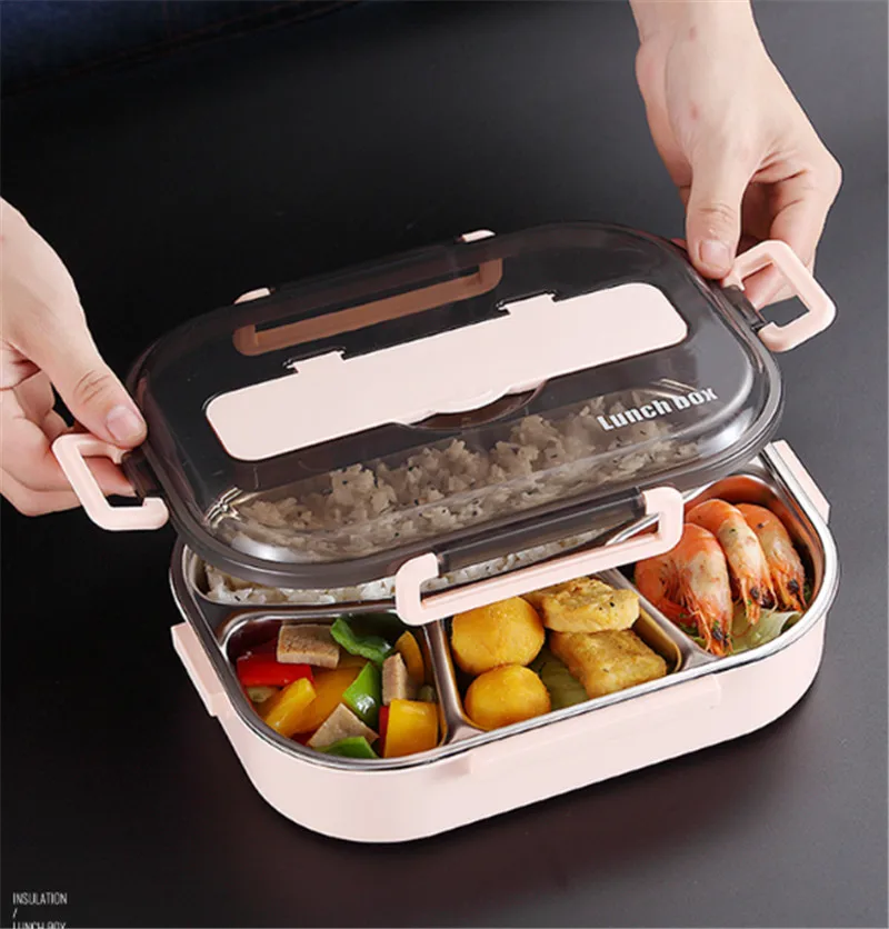 Японская детская термоланч бокс из нержавеющей стали 304 Bento с отсеком посуда