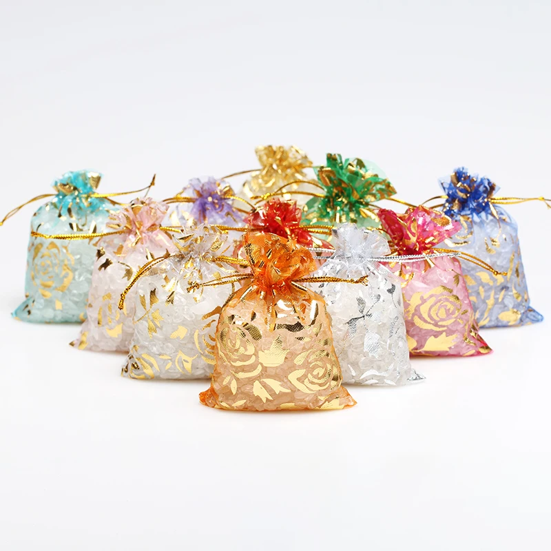 50 шт красочные прозрачные пакеты на шнурке мешочки Саше Органза Подарочная сумка