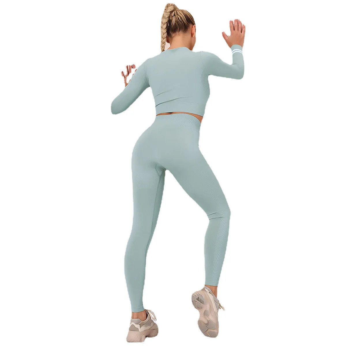 2 Pieces Suits Tracksuit Women's Yoga Gym Sets Workout Fitness Clothing Push Up Seamless Leggings Sportswear Woman Top+Pants