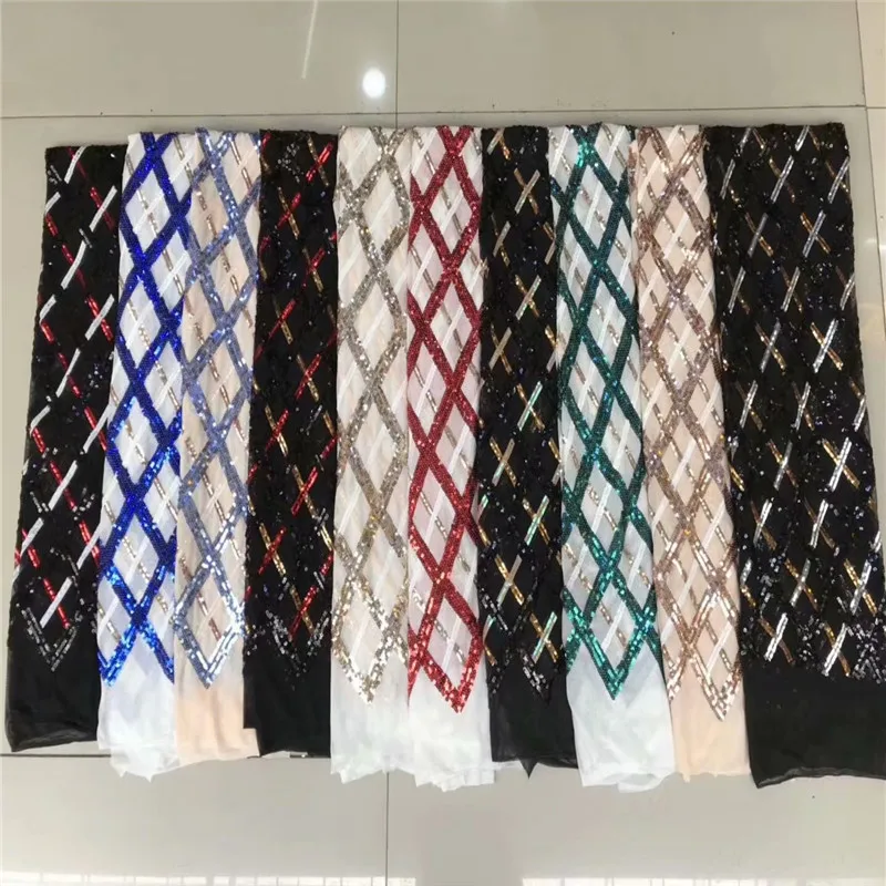 2019 Африканский кружевной тюль с пайетками ткань высокое качество эластичное