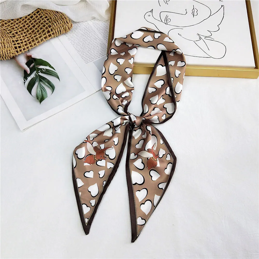 

luxury silk scarf women designer Oil Painting Bag Ribbons Print Female Headwear Handbag Small Long Scarves & Wraps Wholesale