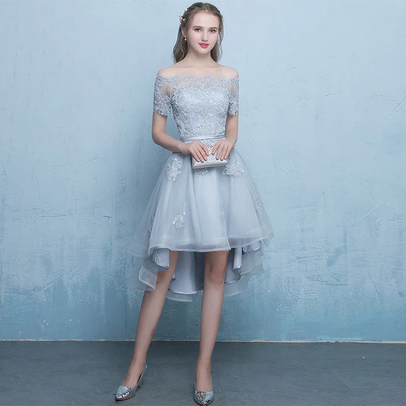 

Women's short formal prom evening dress Plus size lace embroidery tulle pink navy wedding party dress Bespoke Occasion Dress