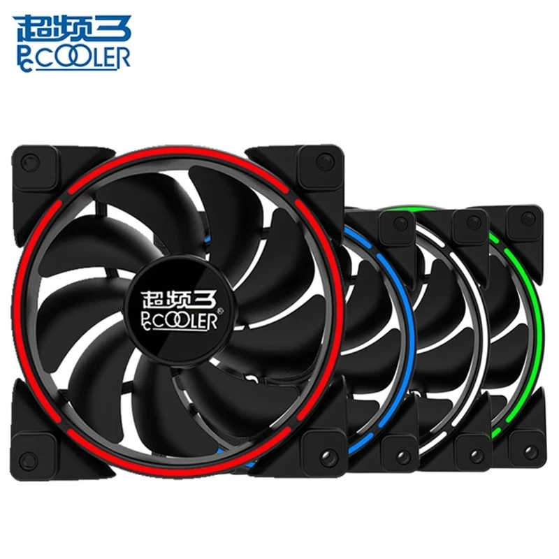 

pccooler 12cm computer case cooling PWM, LED HALO silent fan 120mm LED red/blue/green/white light guide ring case silent fan