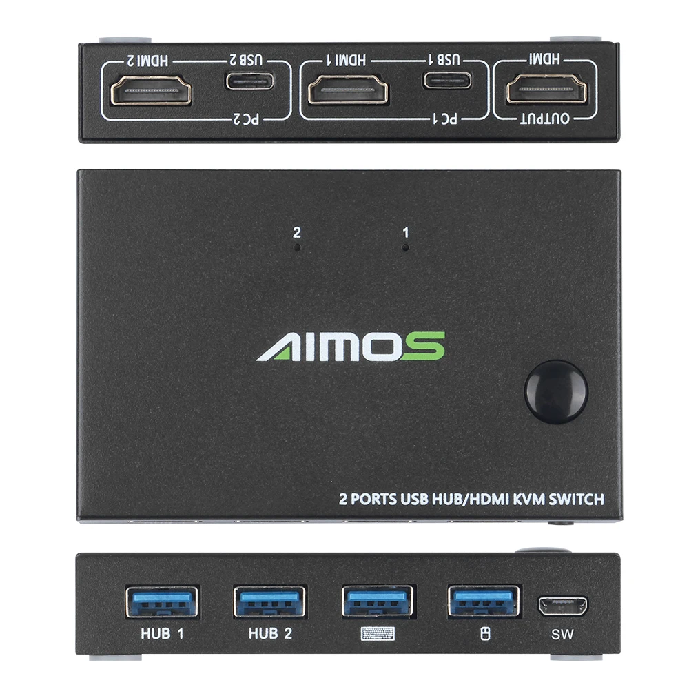 AIMOS AM KVM201CC 2 портовый KVM переключатель с поддержкой порта 4K * 2K @ 30Hz USB сплиттер для