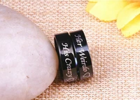hot sale stainless steel valentine couple rings his crazy her weirdo love rings black and silver pair rings