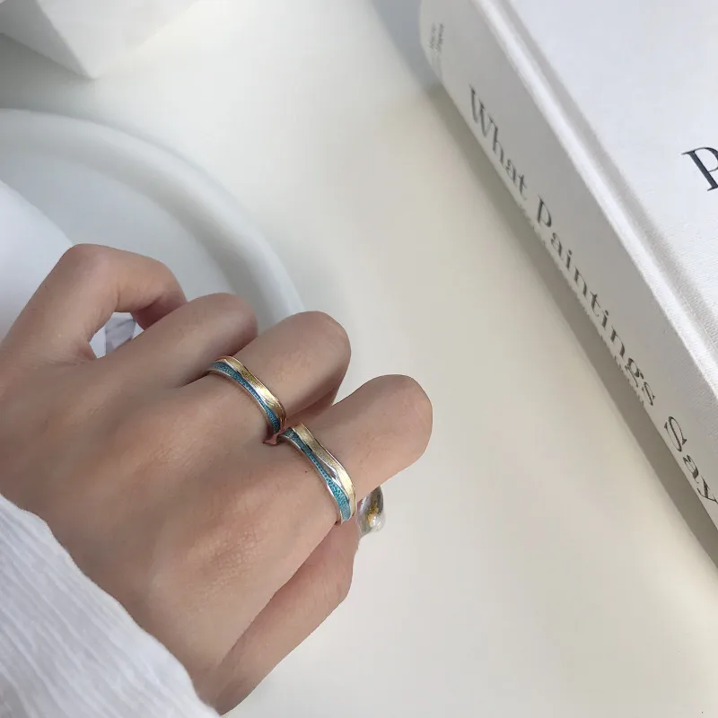 Leouerry оригинальное кольцо для пары с синим морем 925 пробы серебро креативный