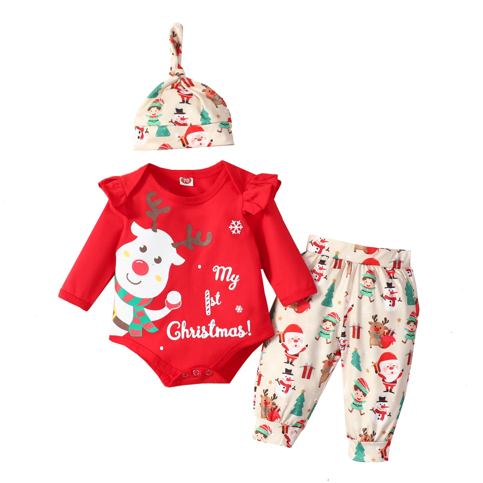 

3 шт., Детский комбинезон с длинным рукавом и круглым вырезом