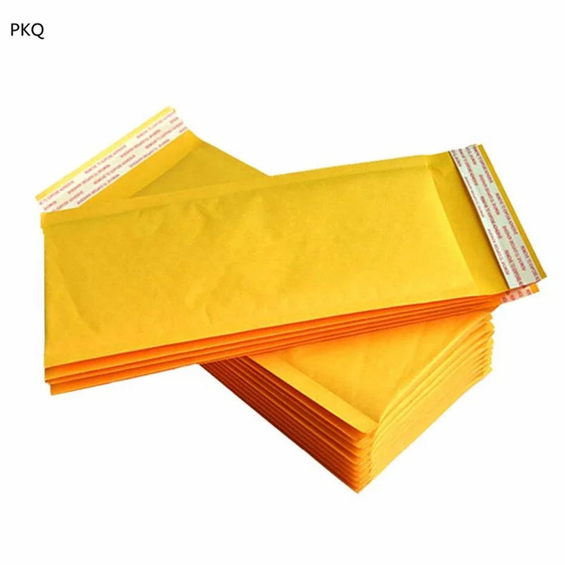 50Pcs/Lot Yellow Kraft Paper Bubble Bags Long Style Self Seal Yellow Mail Packaging Bubble Mailers Padded Envelopes