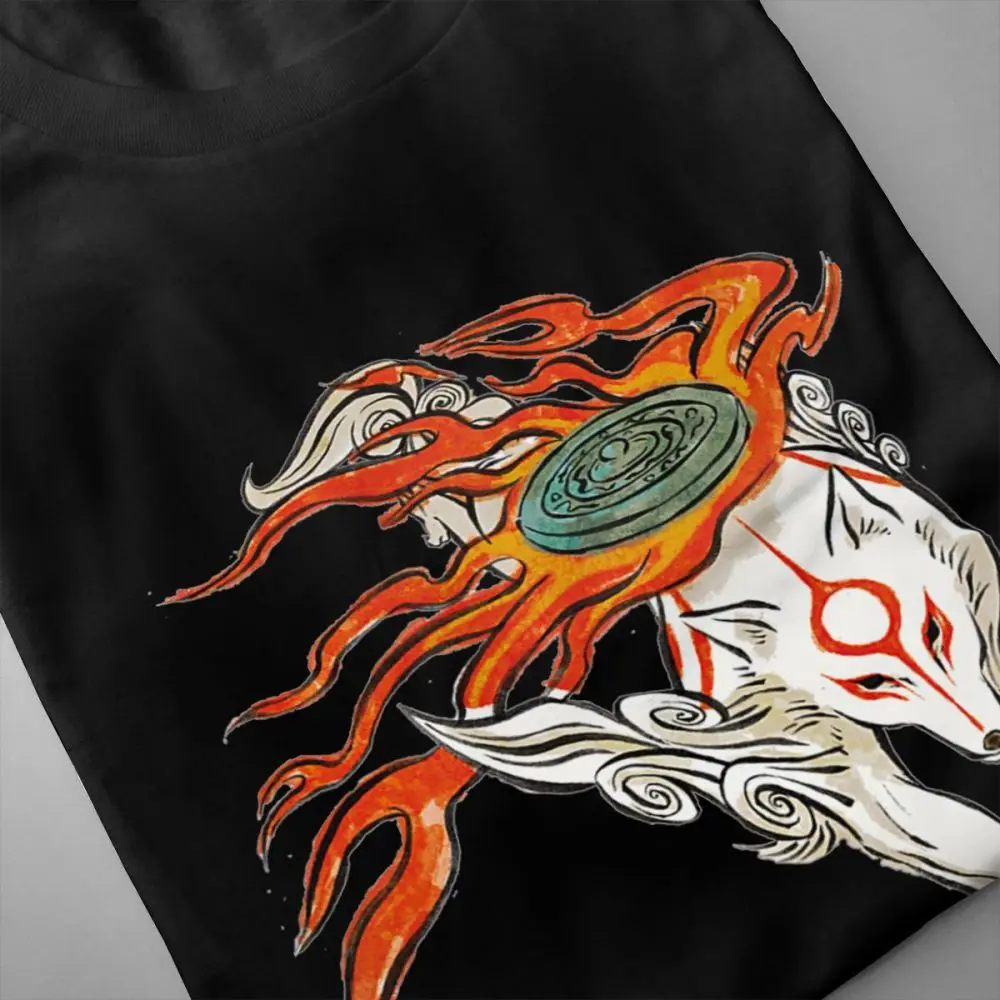 Okami приключения к видеоиграм модная футболка с круглым вырезом в стиле Харадзюку
