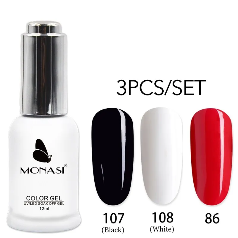 Набор гель лаков MONASI Натуральная Розовая серия 3 цвета дизайн ногтей Отмачивание