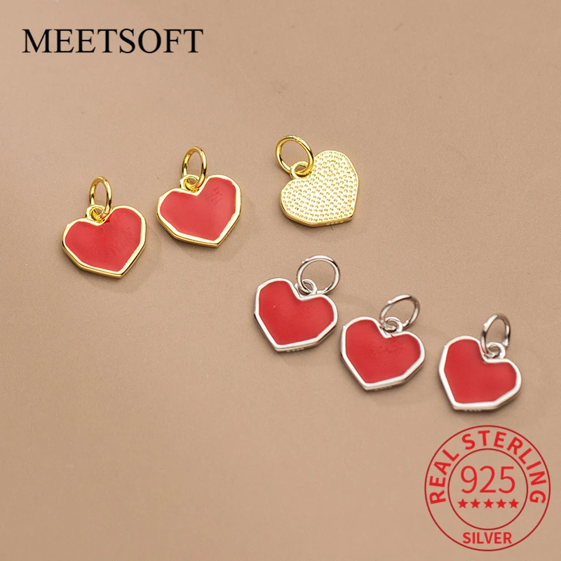 

MEETSOFT Trendy S925 Sterling Silver Peach Heart Love Pendant Charms of DIY Handmade Fine Accessories Lovely Gifts Drop Shipping