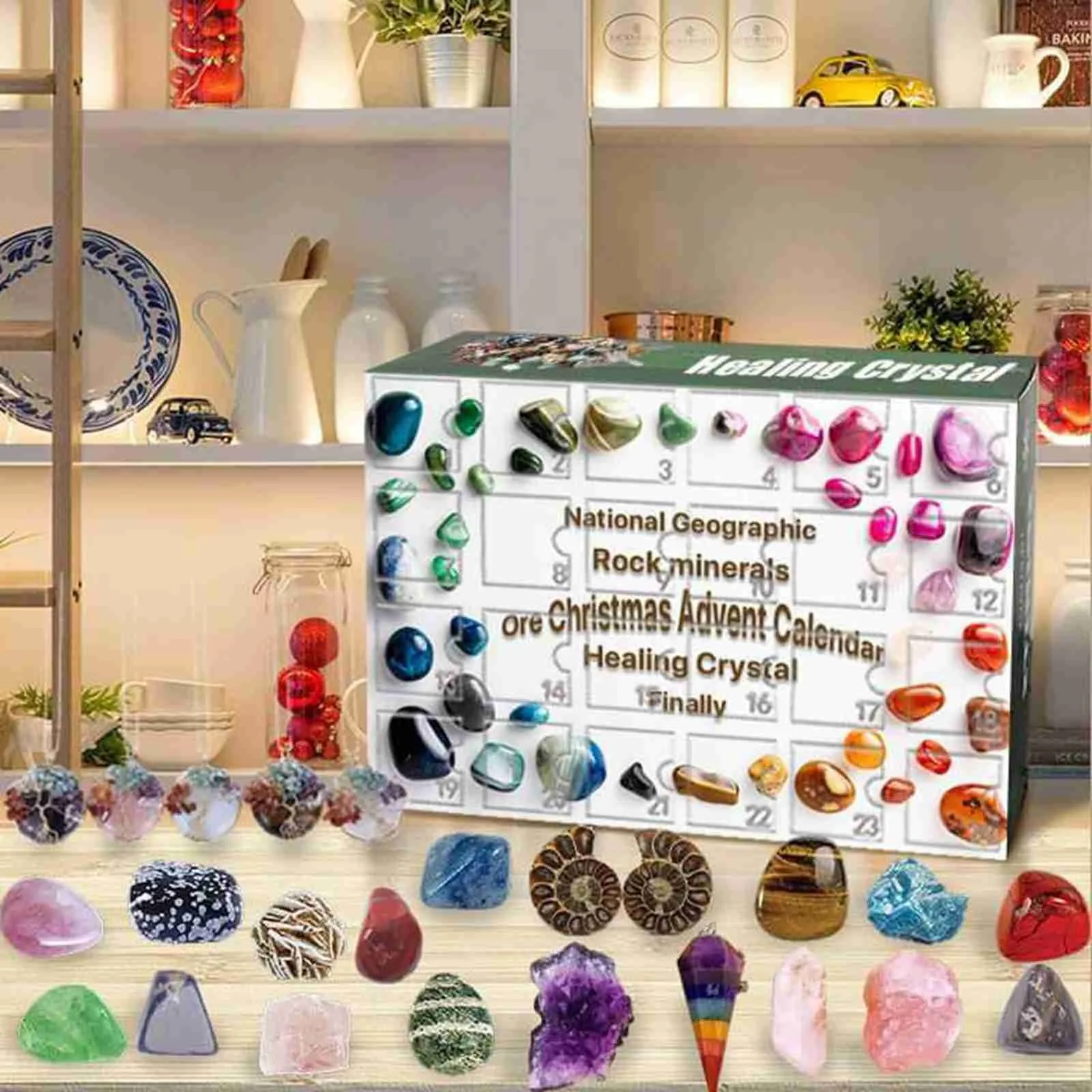 

Kids Christmas Advent Calendar Countdown Healing Crystal Geology Mineral Gemstones Blind Box Funny Educational Toy Gift 24 Days