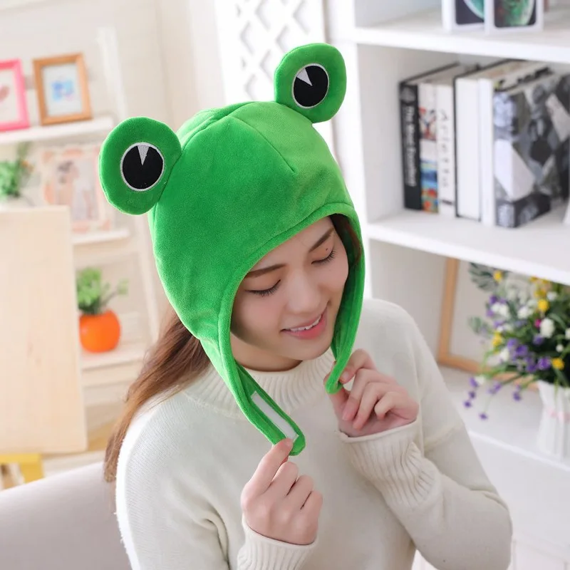 

New Expression Big Ears Frog Headgear Hat Plush Toy Photo Props Cartoon Headgear Kawaii Pillows