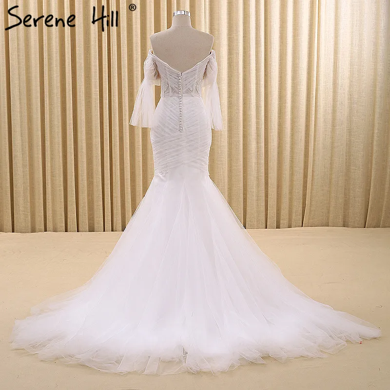 Длинное свадебное платье Русалочки белое с аппликацией из фатина сексуальное