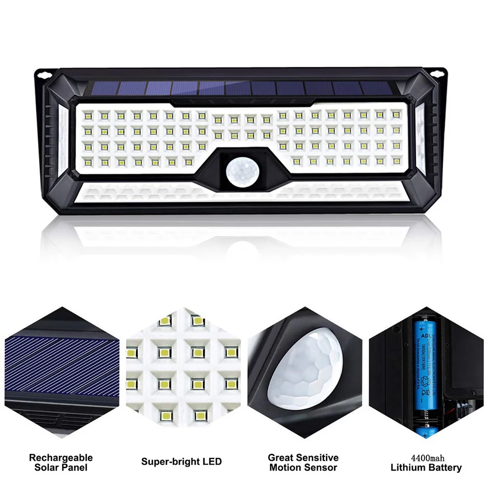 

136 светодиодный светильник на солнечной батарее, уличный светильник на солнечной батарее, настенный светильник с датчиком движения PIR, водо...