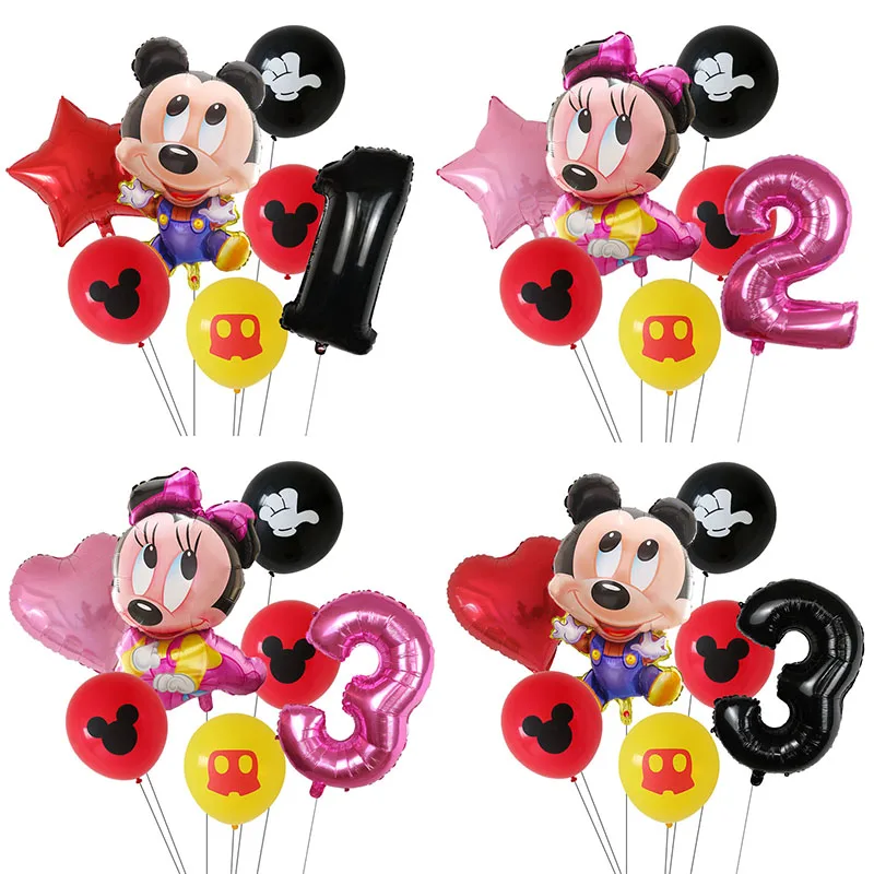 

7Pcs Mickey Balloons Set Cartoon Minnie Air Globos Home Girls‘ Birthday Party Decorations Baby Shower Supplies Kids Toys Gifts