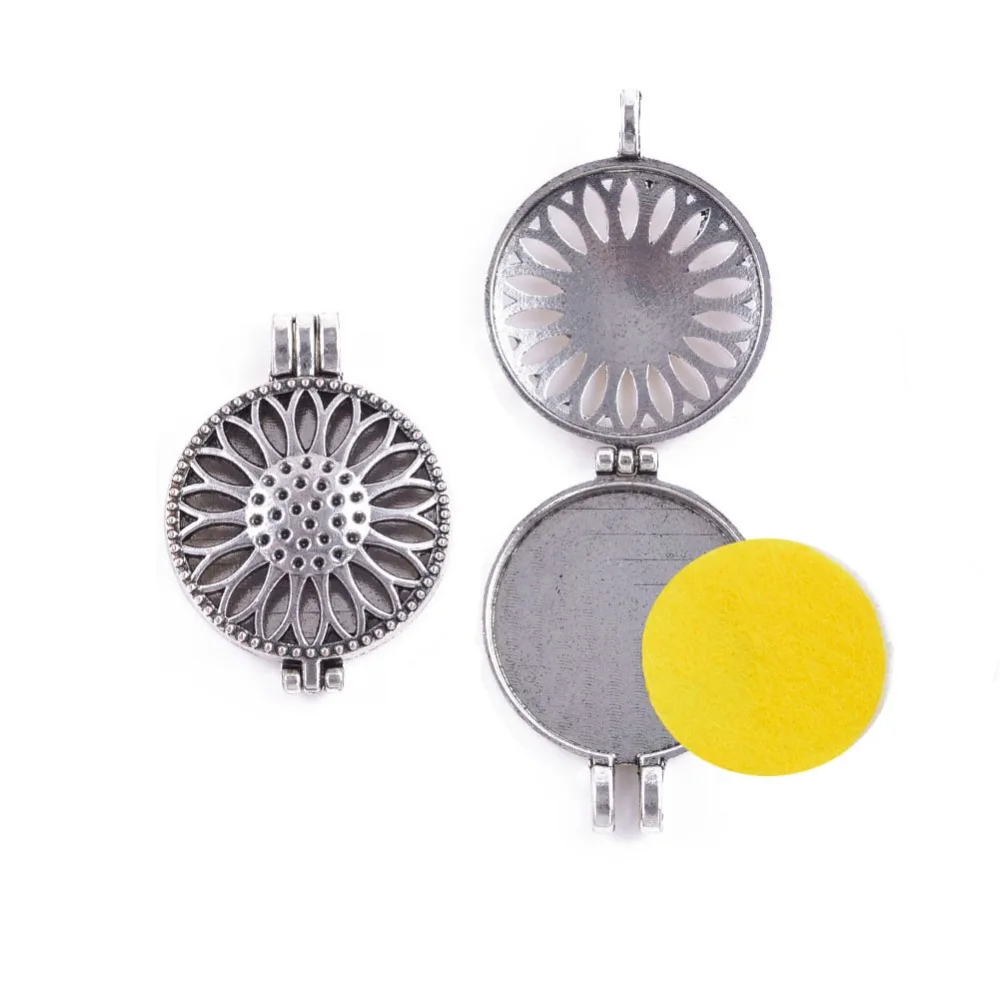 Подвеска серебряного цвета в античном стиле ажурный медальон виде подсолнуха