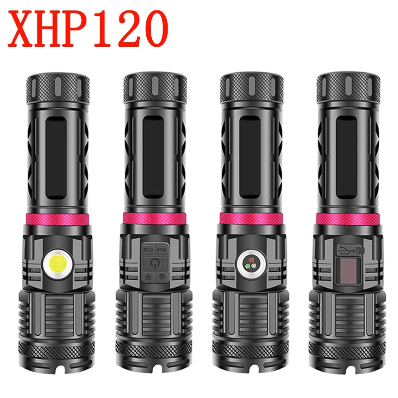 Online XHP120-linterna Led De Alta Calidad, 4 Colores, 16 Núcleos, Batería Recargable Por USB, Linterna Con Zoom De Aluminio, 3 Uds., 18650