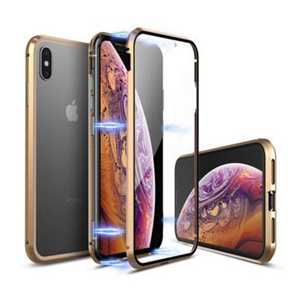 Роскошный двухсторонний чехол для телефона 360 дюйма iPhone 7 8 6s Plus магнитное