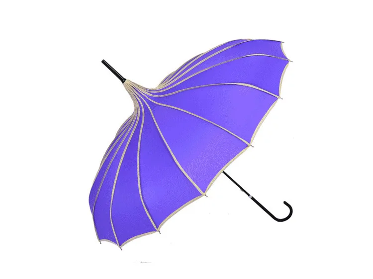 Light purple Yesello Бежевый женский большой длинной ручкой готический Классический ветрозащитный башня, пагода зонтик от дождя - Цвет: Light purple