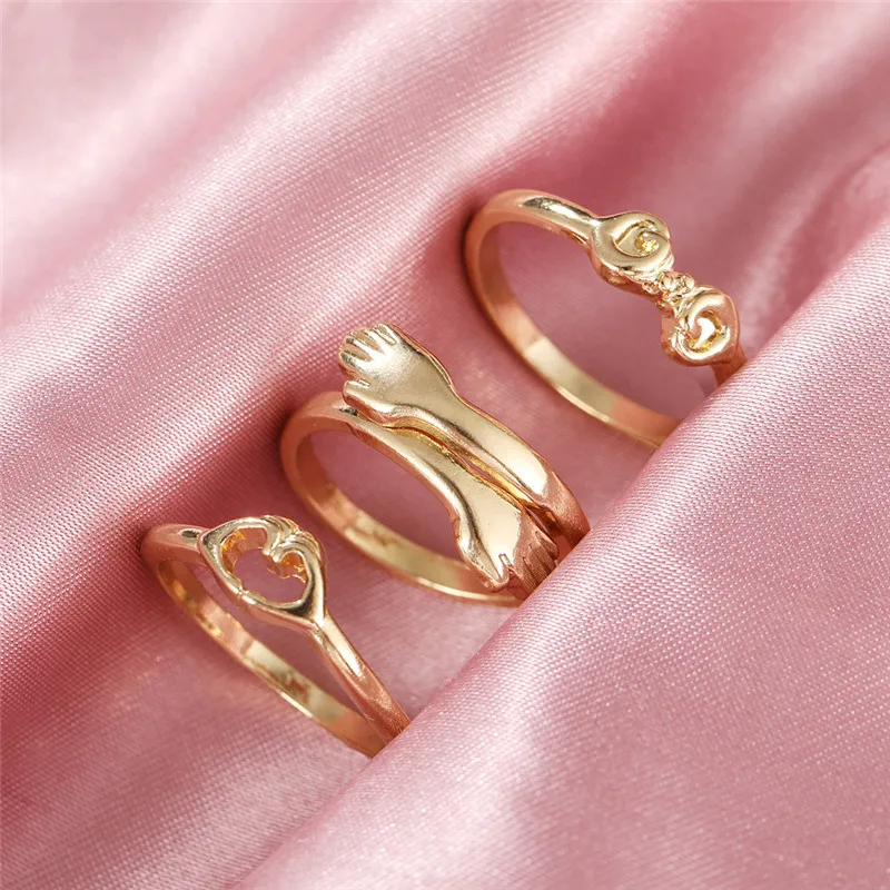 

Women Girls Fashion 3 Pcs/Set Rings Hug Arm Set Gift 2021 Female Jewelry Party