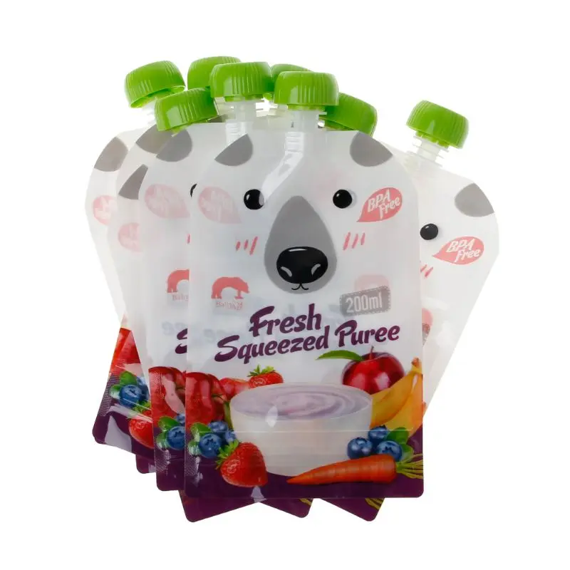 

8PCS High Quality Resealable Fresh Squeezed Pouches Practical Baby Weaning Food Puree Reusable Squeeze For Newborn 57BF