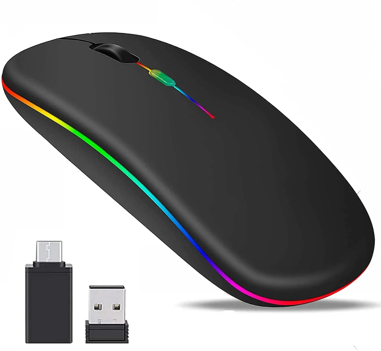 

Светодиодный ная Беспроводная Bluetooth-мышь, перезаряжаемая Bluetooth-мышь (Bluetooth 5,1 + USB) 2,4 ГГц, Портативная оптическая офисная мышь, Bluetooth