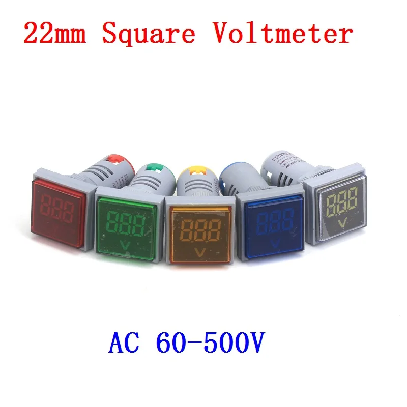 

Digital Voltmeter 22mm DIY Mini AC 60-500V Volt Voltage Tester Meter Monitor Power LED Indicator Pilot Lamp Light Display LED