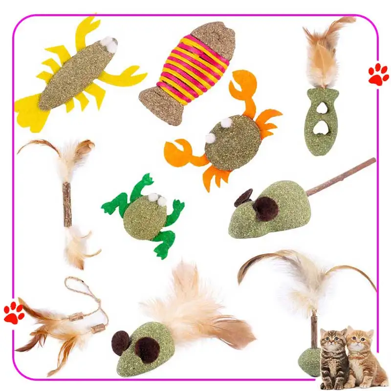 

Catnip Toy for Cats Nip Teeth Grinding Interactive Mouse Stick Feathers Scratch Board Cat Claws Sisal Cat's Pet Accessories Toys