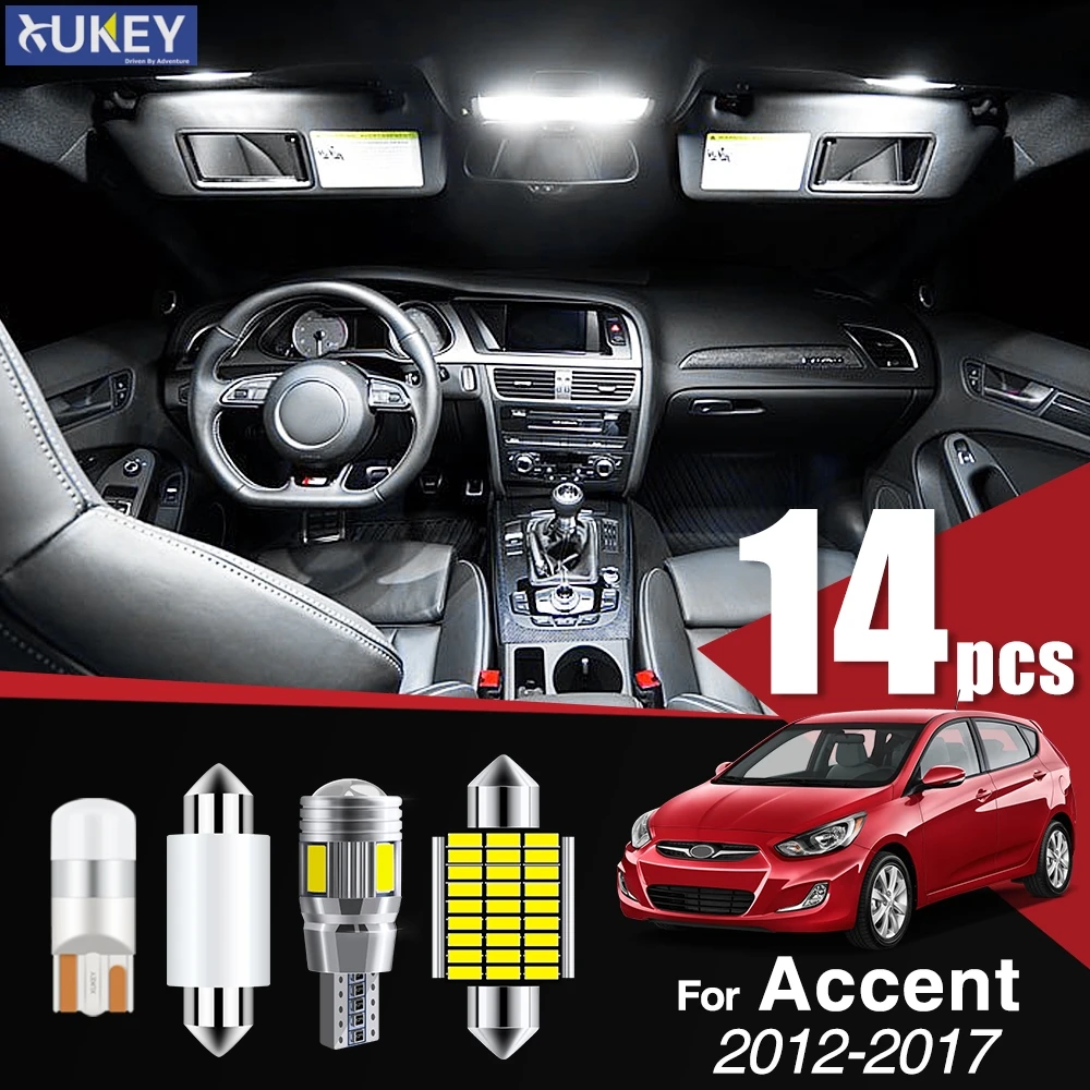 Комплект для внутреннего светильник Xukey 14x Hyundai Accent Solaris 2012 2017 Brake BAY15D 1157