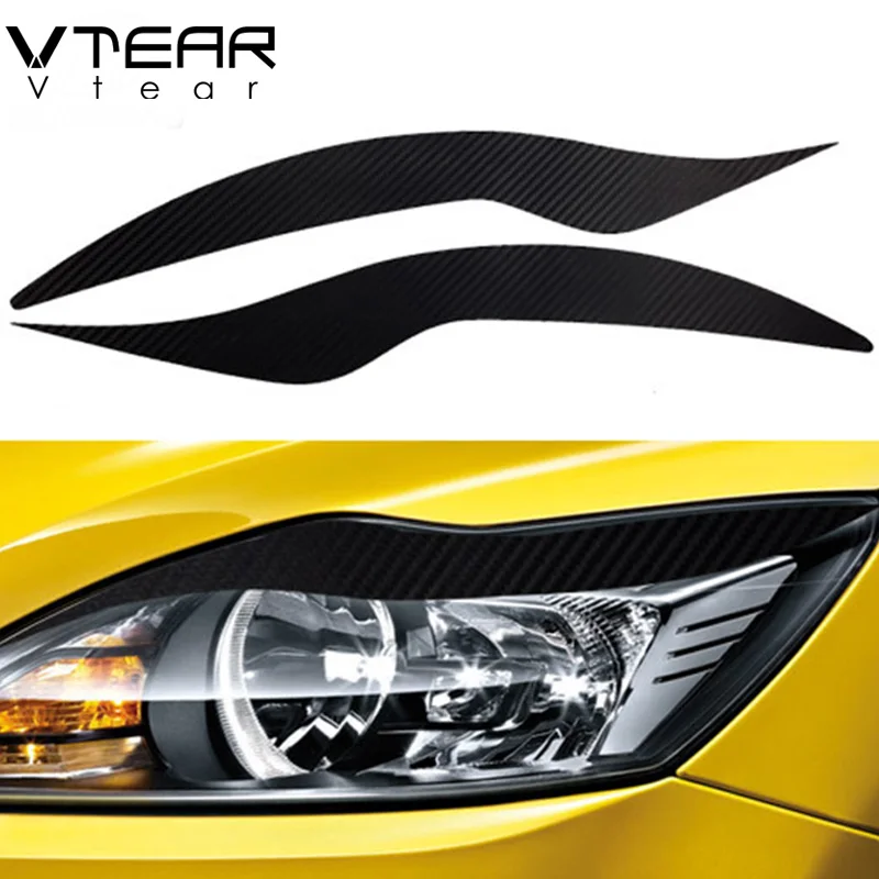 Vtear для Focus 2 mk2, аксессуары для фар, брови-наклейки, фары для бровей, углеродное волокно, внешнее покрытие для автомобиля, Стайлинг 2009