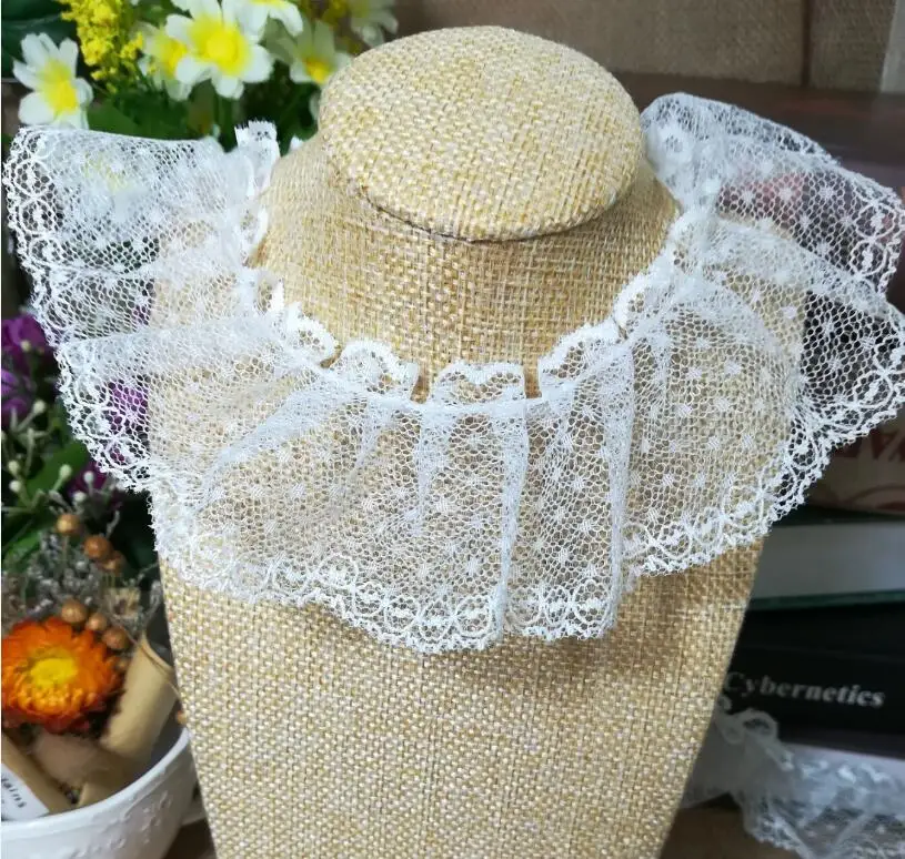 Кружево 1 ярд Высококачественная кружевная ткань в горошек 5 см белое Черное