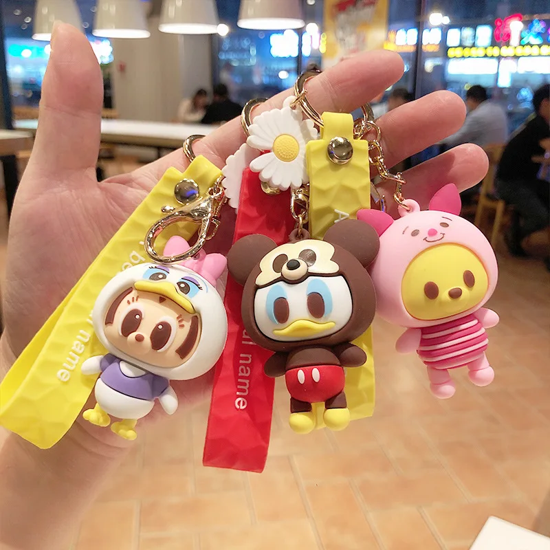 

3pcs/set Snow White Alice Mickey Minnie Keychains Disney Cartoon Winnie Bear Pig Princess Keyring Toys Kis Gifts