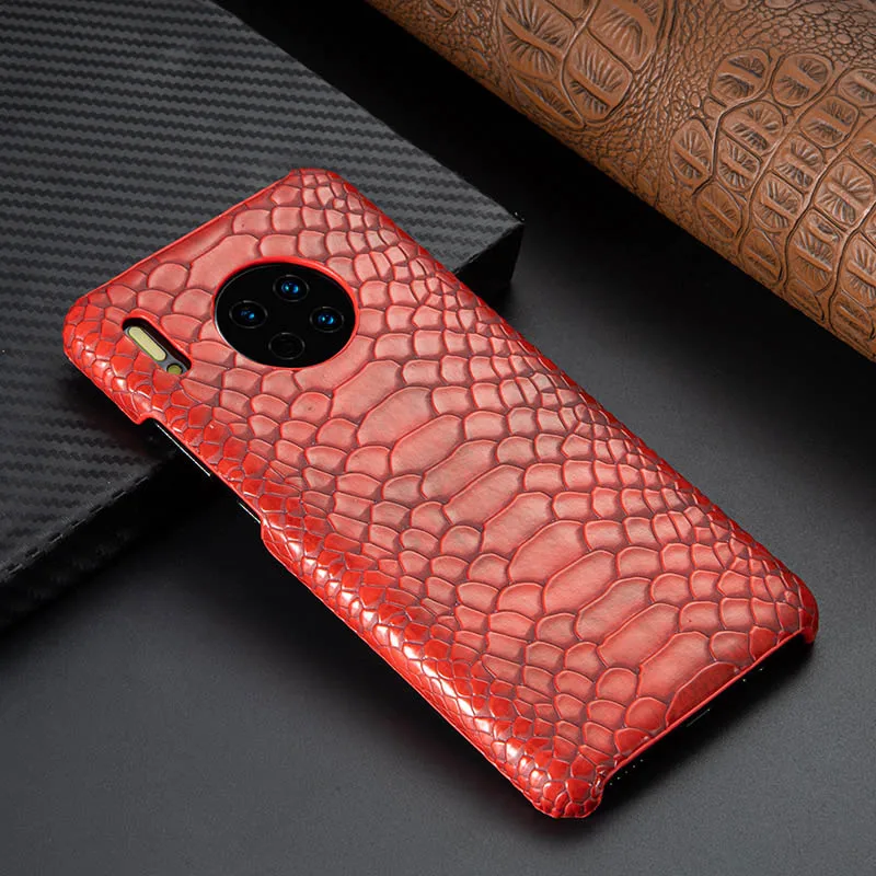 Роскошный чехол для телефона huawei mate 30 Чехол со змеиным узором для huawei mate 30 Pro чехол mate 30 чехол s задняя крышка Fundas - Цвет: Красный