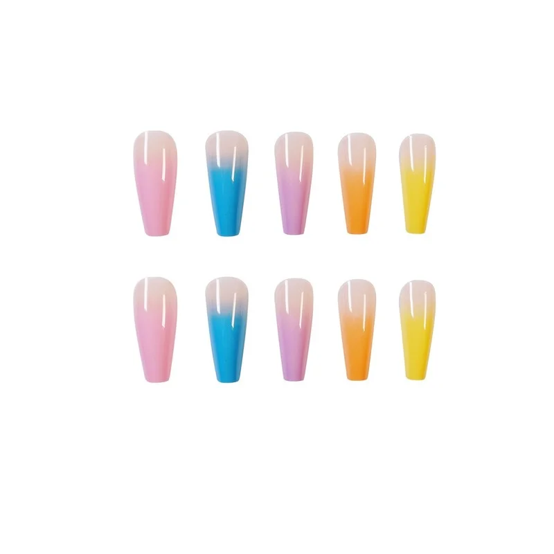 

2021 ins latest explosion rainbow series wearing nail art finished product fake nails nail art patch waterproof and detachable