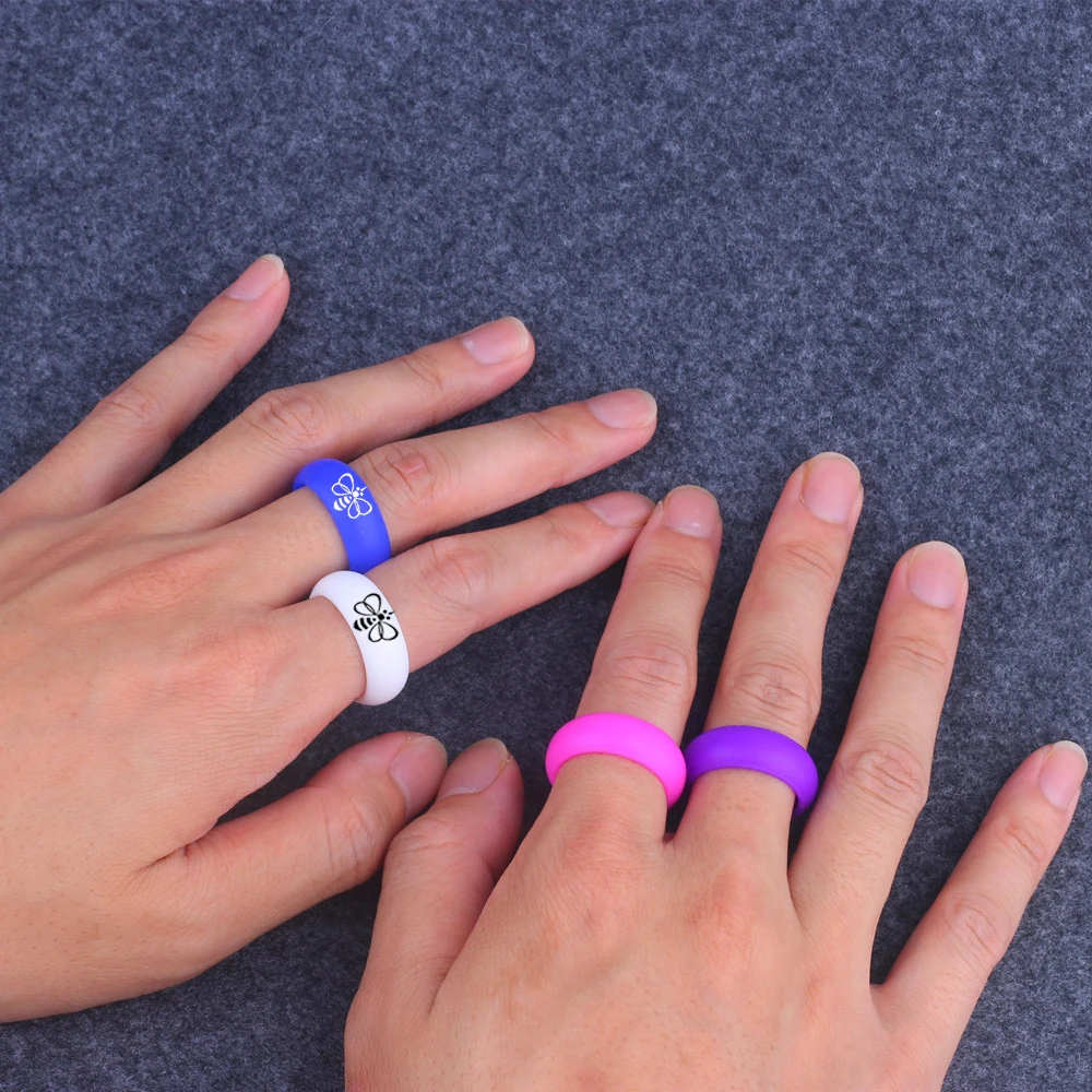 Customized LOGO Butterfly Silicone Rings for Couples Sports Rubber Ring Wedding Band Jewelry |