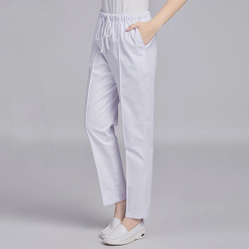 Winter Pants White Спецодежда Брюки медицинская Униформа эластичный пояс плюс униформа медсестры платье скрабы женский костюм аксессуары Одежда для кормящих - Цвет: Winter Pants White