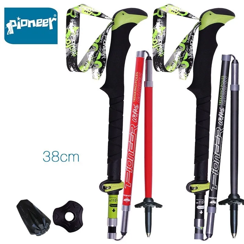 

Lightweight Collapsible Pioneer Sticks Running Trail 2 Fiber Carbon Canes Trekking Poles Folding Walking Hiking Ultralight Pack