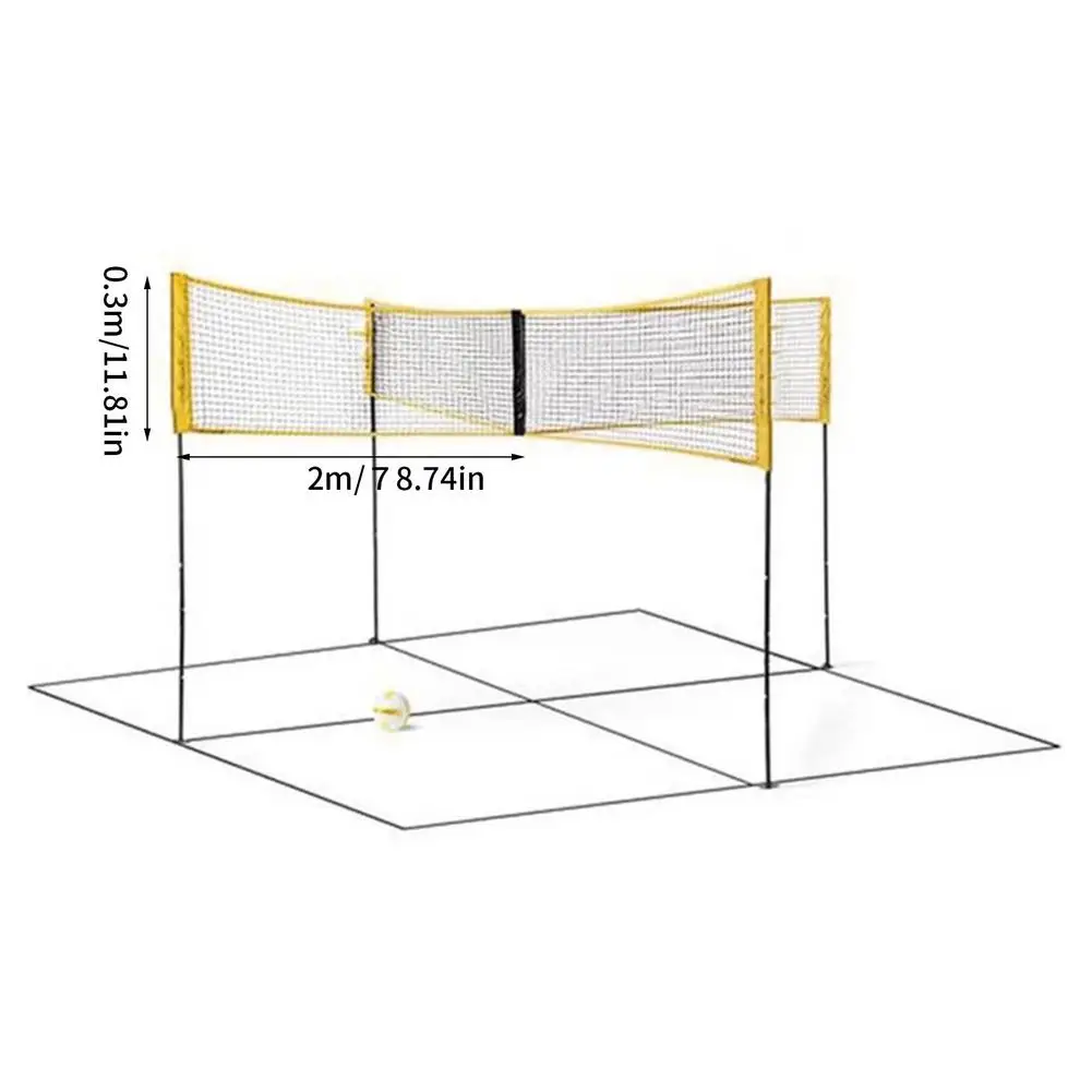 

Beach Volleyball Net With Bracket Four-Person Four-Sided Cross Tennis Net Outdoor Tennis Net Mesh For Indoor Outdoor Sports
