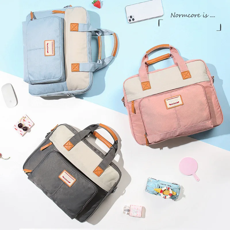 Larger Capacity Shoulder Briefcase Women Tablet Bag A4 Document Books  Storage Pouch Waterproof Office Travel Sundries Organizer