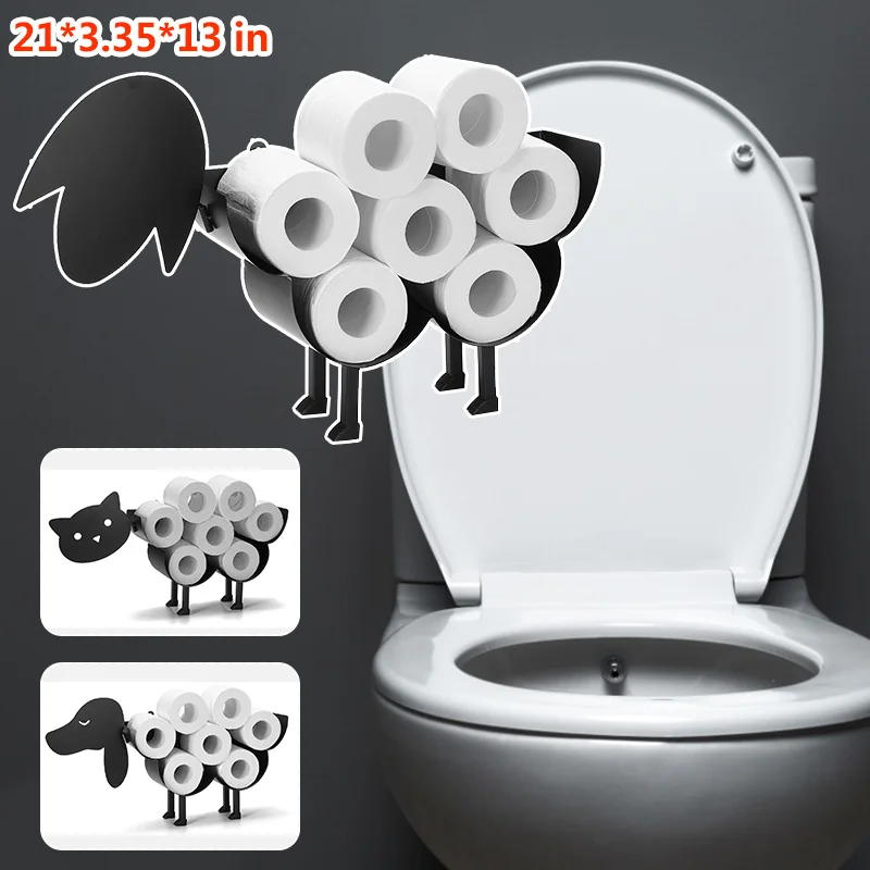 

Papier Noir Mouton Chat Chien Artisanat Salle De Bain Support Ornements Porte-rouleau De Toilette Cuisine Salle De Bain Stockage