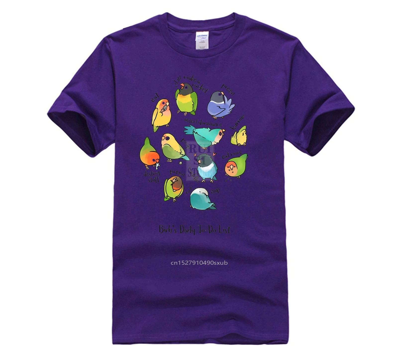 

fashion T-shirt men Lovebird Birbs Daily To Do List Unisex funny print tops tee Casual Hot men's fun casual print T-shirt