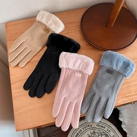 womens gloves thick section keep warm touch screen windproof cycling christmas lovely plus velvet inside female winter gloves