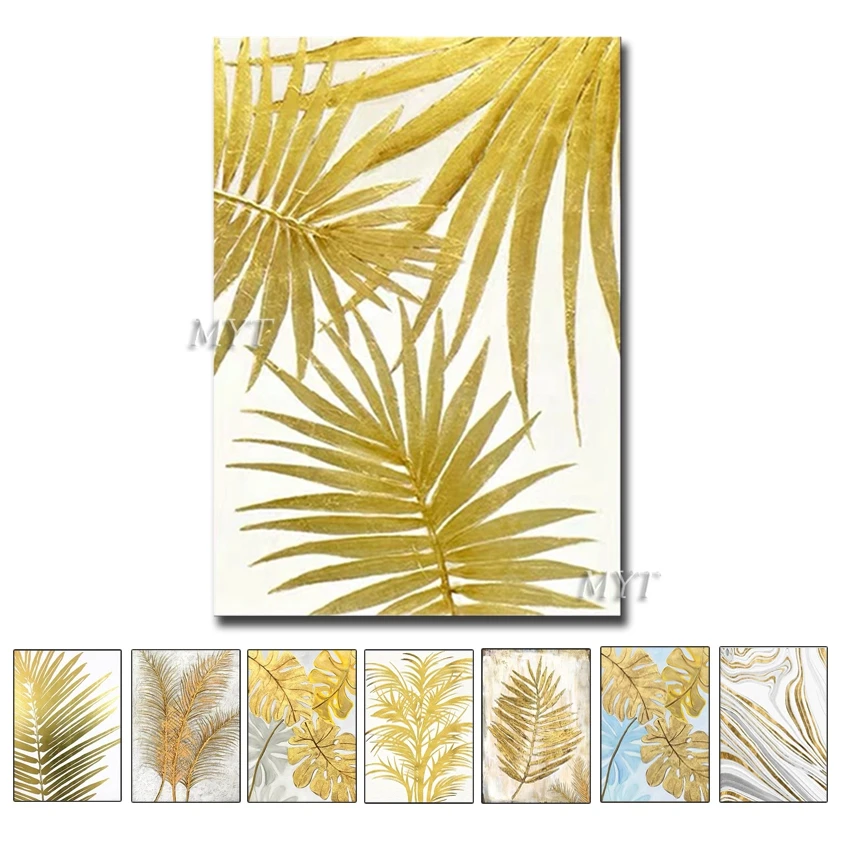 

No Framed Hand Painted 1 Handmade Reproduction Gold Foil Leaf Oil Painting On Canvas Wall Art Picture Paintings Art For Living