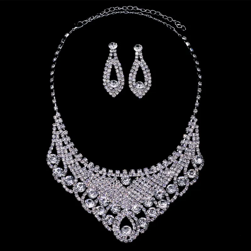 white and silver HanCheng роскошные свадебные ювелирные изделия, посеребренные полые капли, разноцветные стразы, ожерелье для женщин, свадебные ювелирные изделия, колье - Окраска металла: white and silver