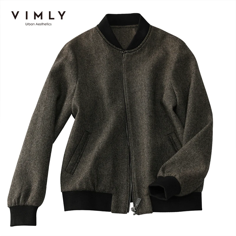 Vimly женская короткая куртка 2021 зимняя одежда модная новая Лоскутная шерстяная