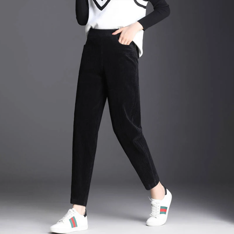 Женские вельветовые леггинсы CHRLEISURE Теплые повседневные с высокой талией для