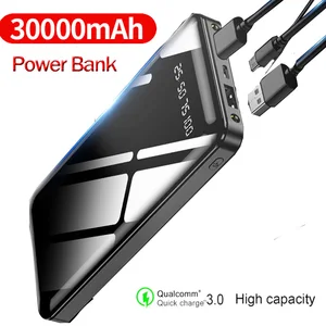 30000mah power bank portable charger external battery for iphone android usb c power bank 30000 mah power bank poverbank free global shipping