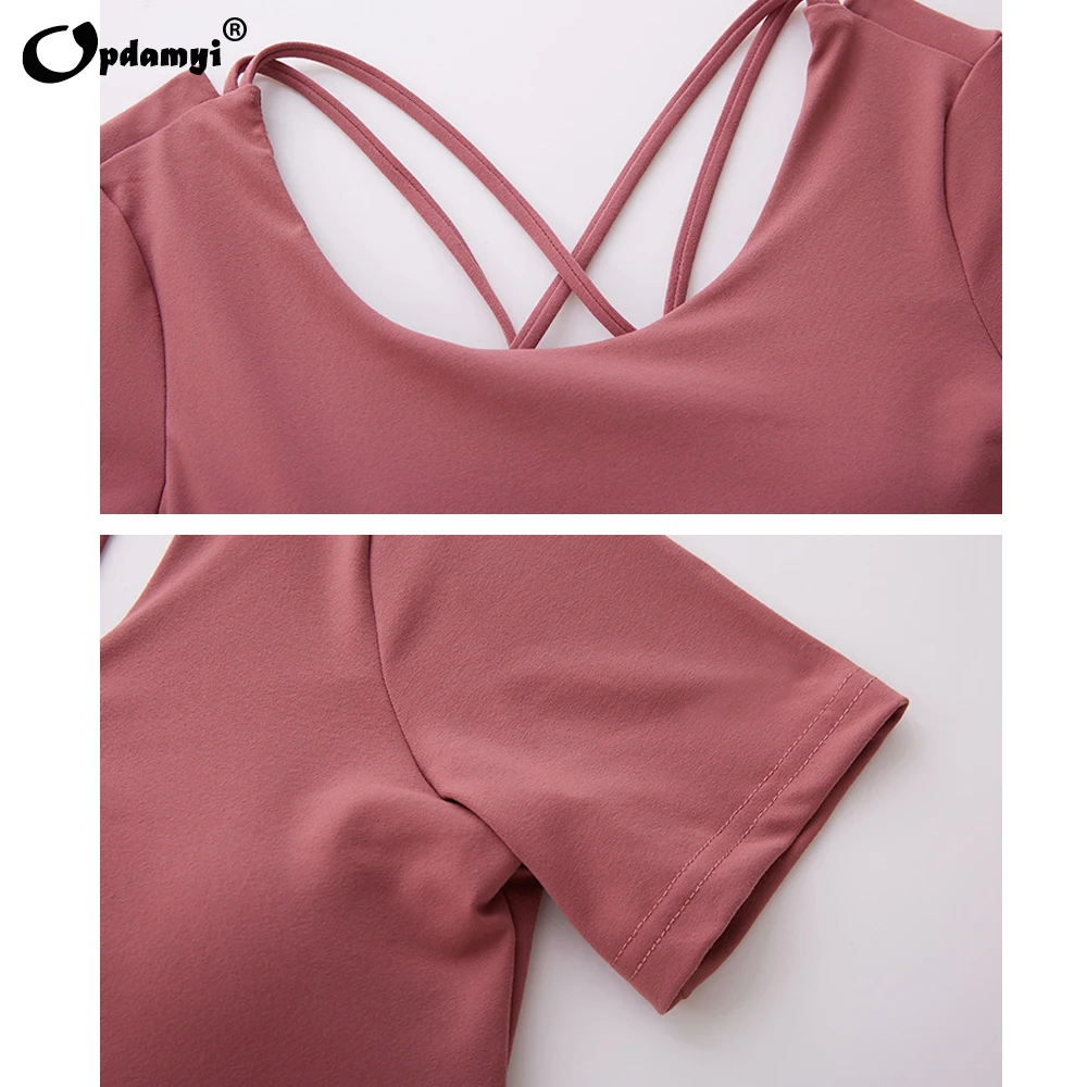 Сексуальный укороченный топ с открытой спиной спортивный коротким рукавом со