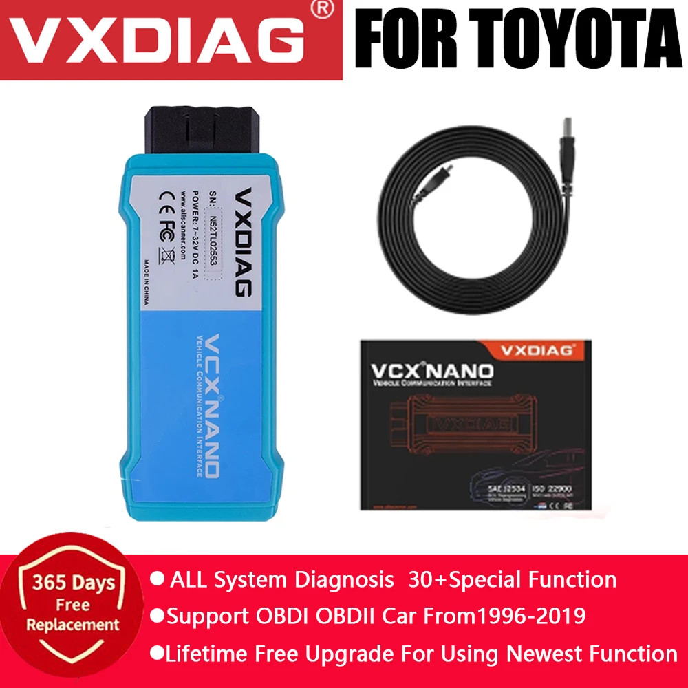 VXDIAG VCX NANO Mini VCI for TOYOTA it3 TIS Techstream V15.00.026 Compatible with SAE J2534 Scan OBD2 Diagnostic Tool Scanner
